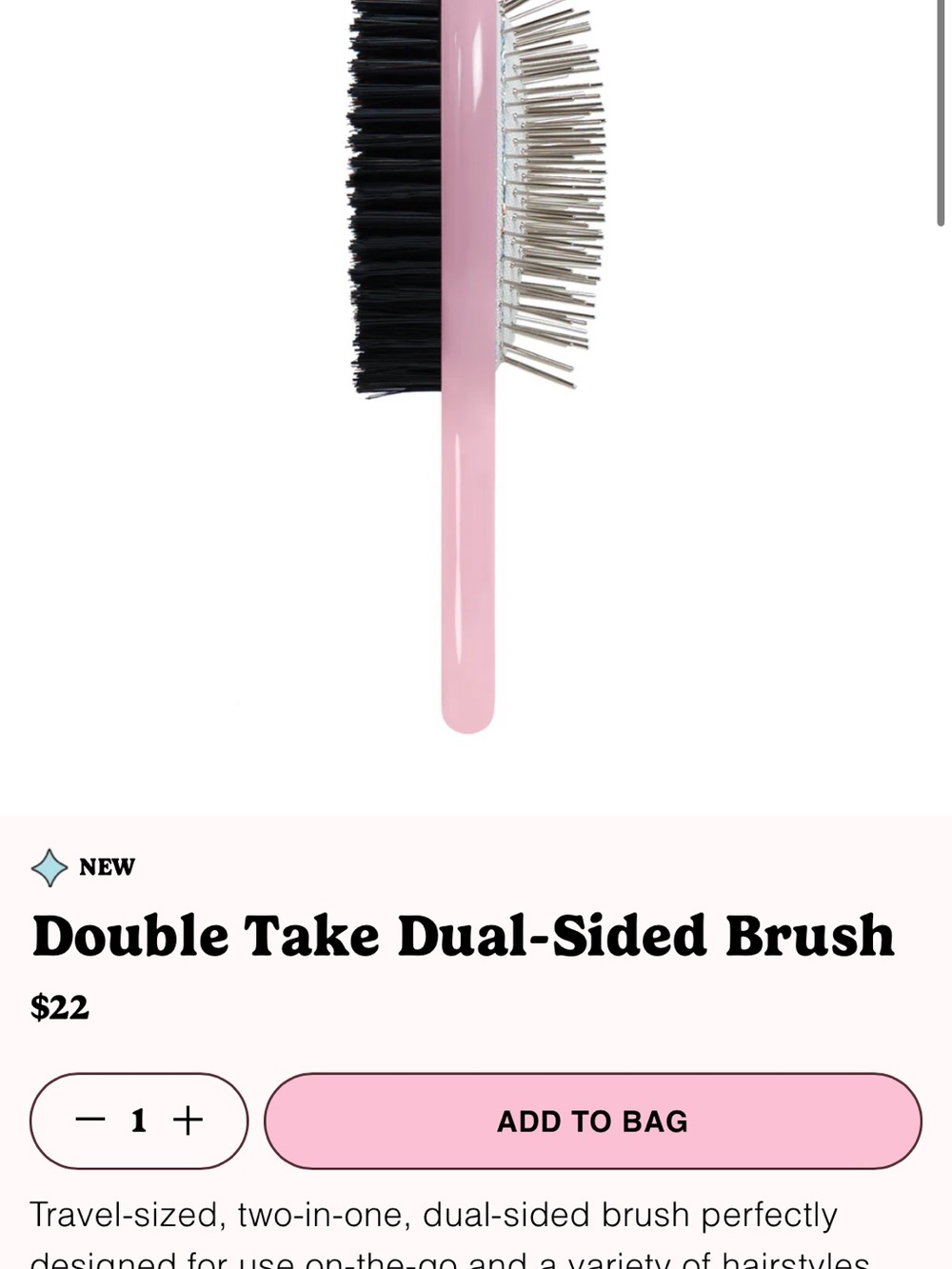 NIB: MANE Pink Double-Sided Hair Brush